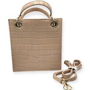 NWOT Olivia Miller Vegan Leather Chic Beige Croc-Embossed Mini Bag